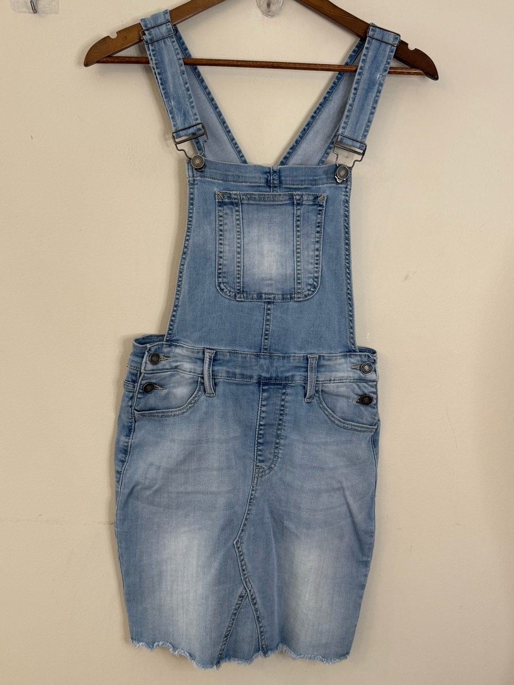 KanCan denim jeans overall mini dress pockets SZ XS